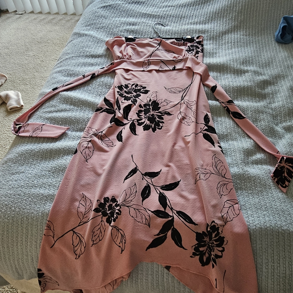 Candie's Pink and Black Strapless Dress